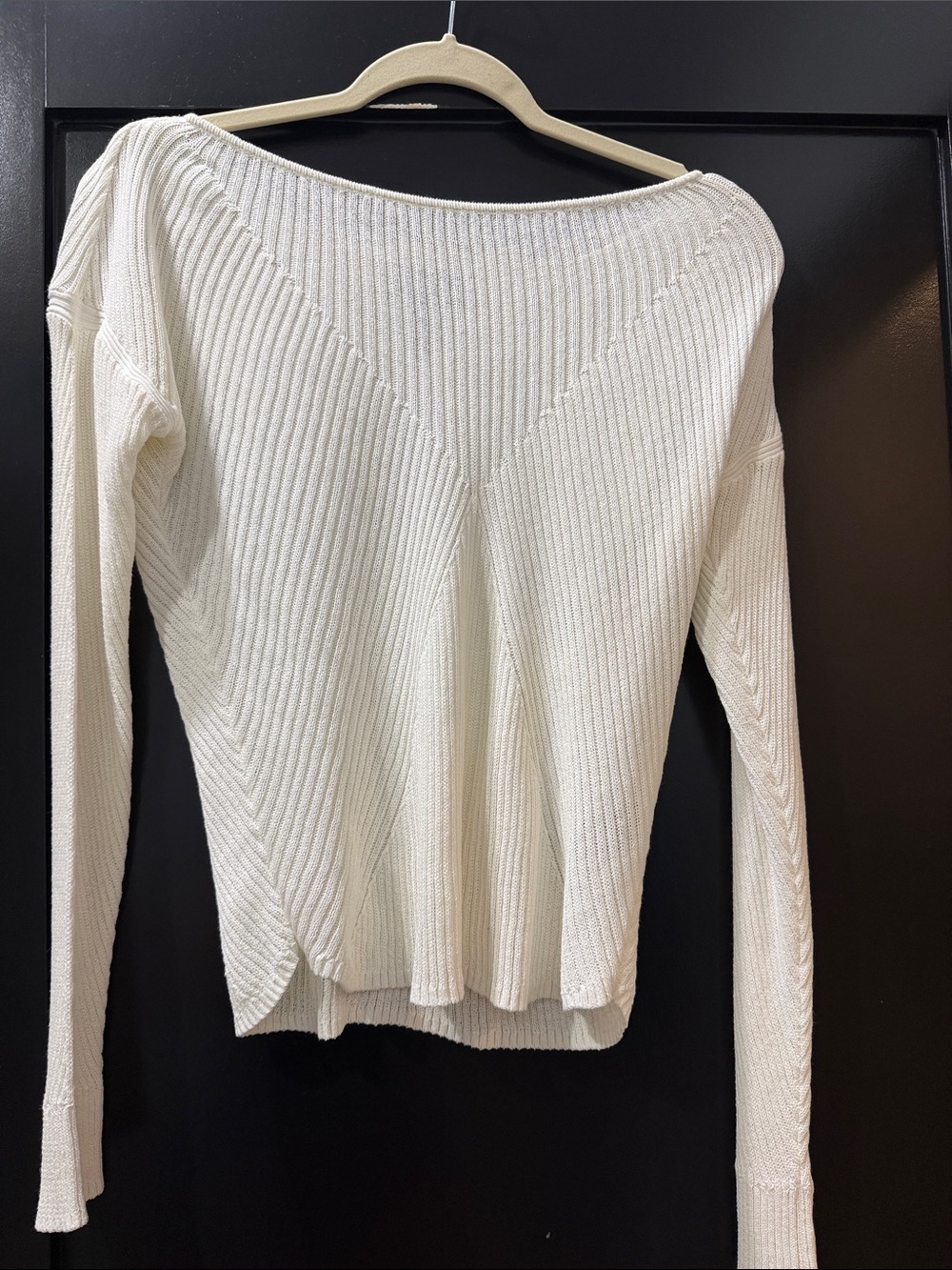 rag & bone Cream Off-the-Shoulder Ribbed Sweater